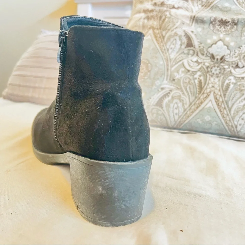Women’s Black Suede Ankle Bootie - Classic Comfort